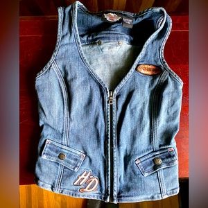 Ladies Harley Davidson Zippered Denim Vest